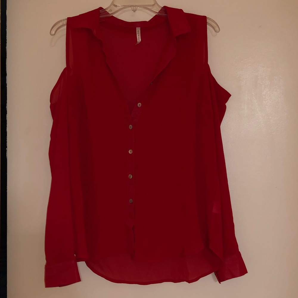 Red Button up long sleeve shirt